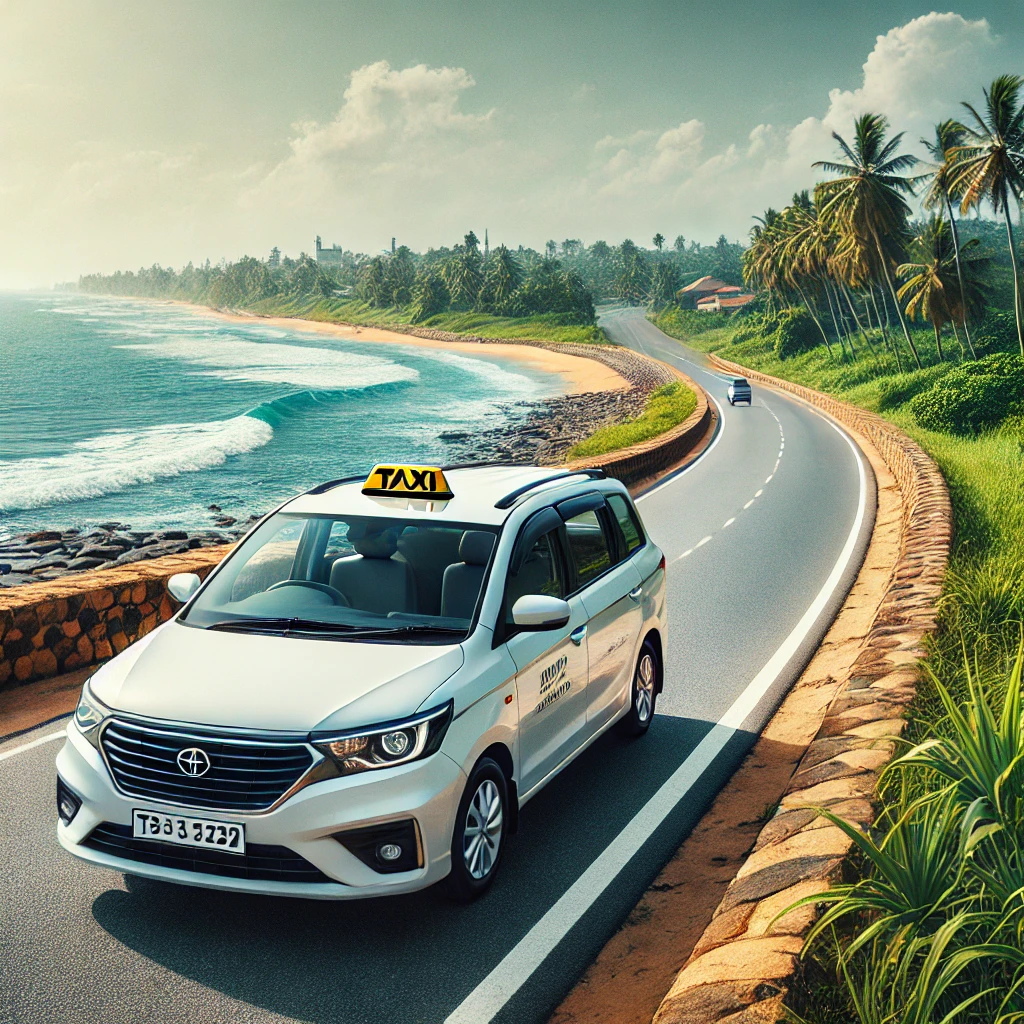 "Comfortable taxi service from Colombo to Negombo by CabBuddy.lk, featuring modern cars with scenic coastal views."