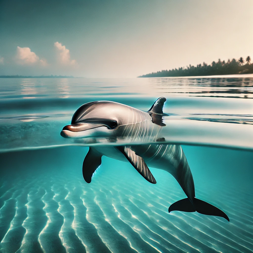 Close-up of a dolphin swimming gracefully in the waters of Kalpitiya.