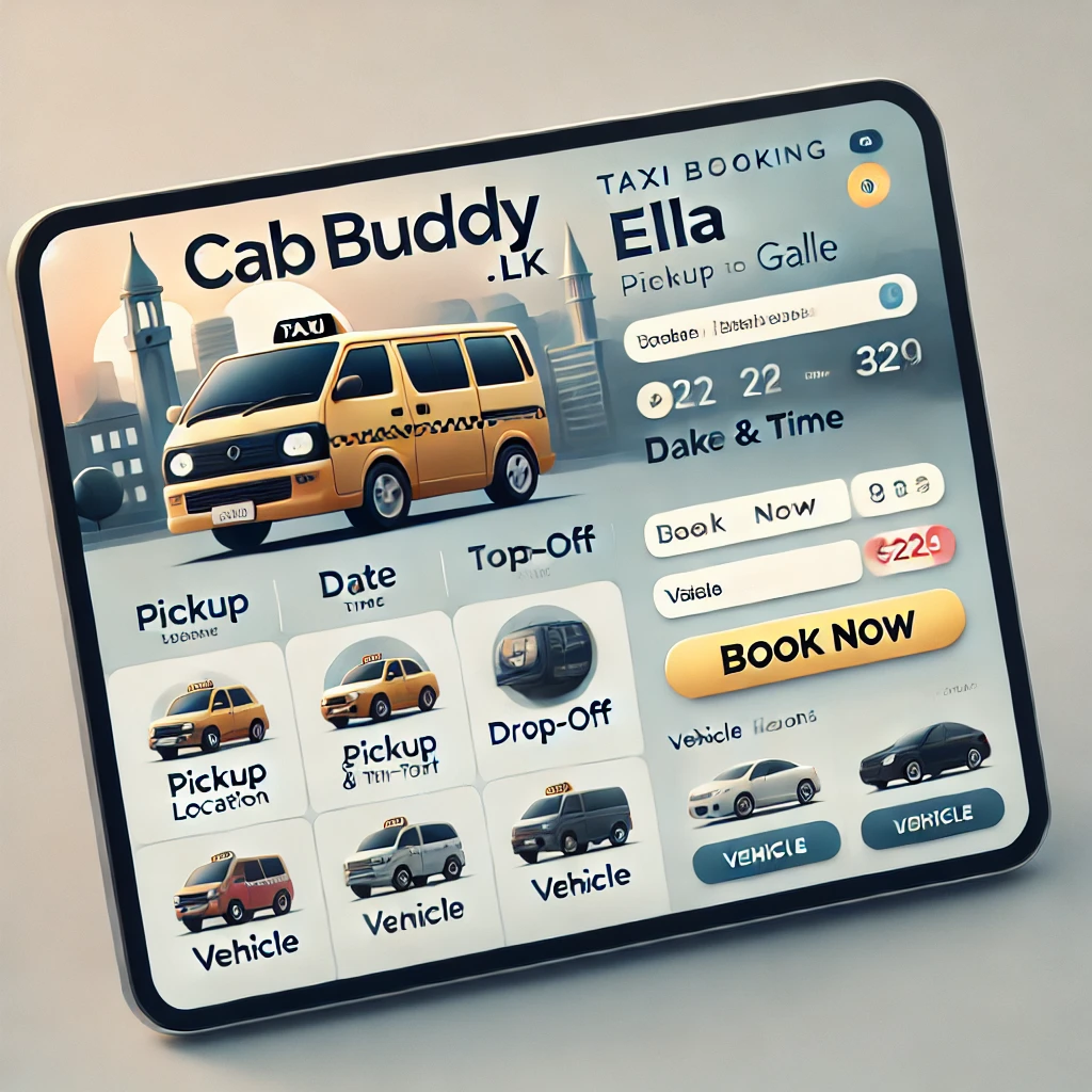 User-friendly CabBuddy.lk booking interface for Ella to Galle taxi service