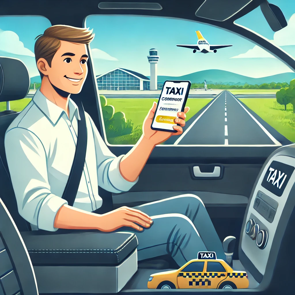 Customer booking a ride from Nittambuwa to Airport inside a modern taxi by CabBuddy.lk