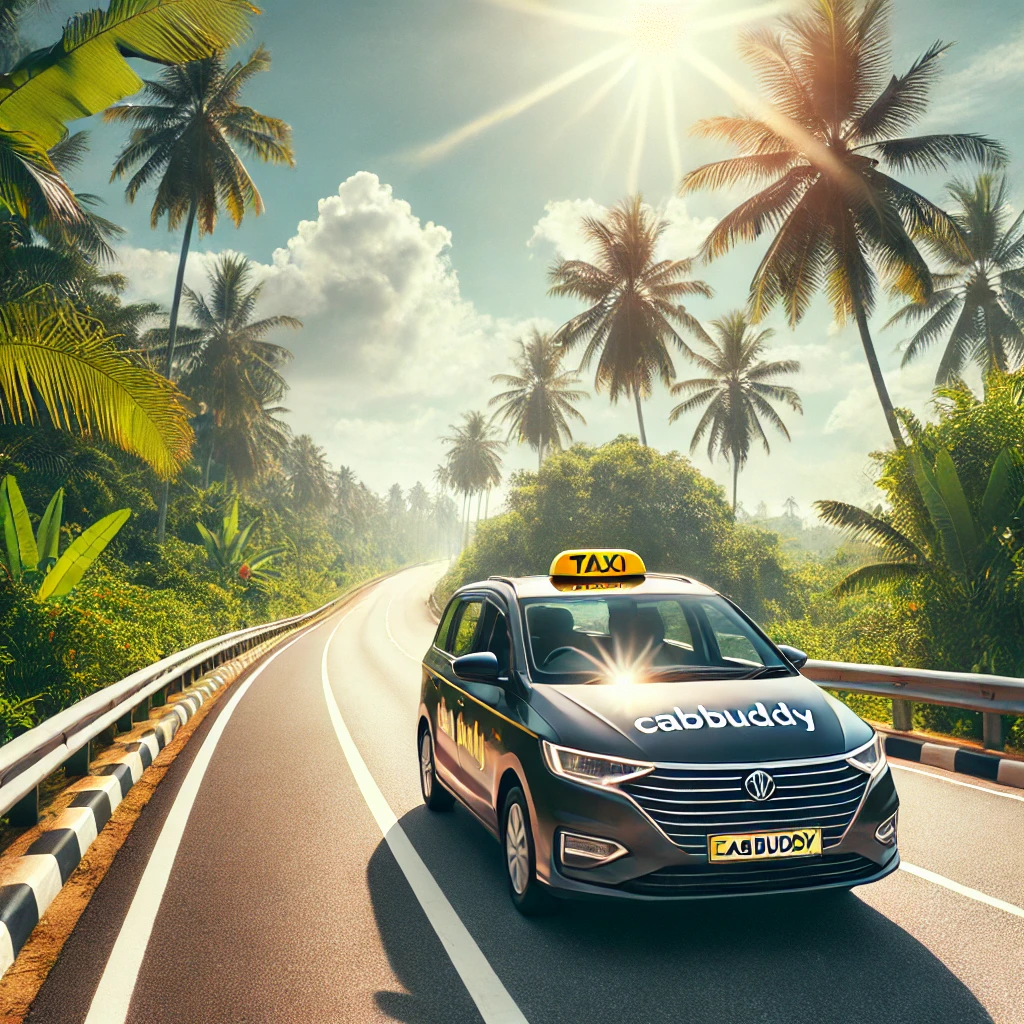 Taxi cab on a scenic Negombo to Puttalam route by CabBuddy.