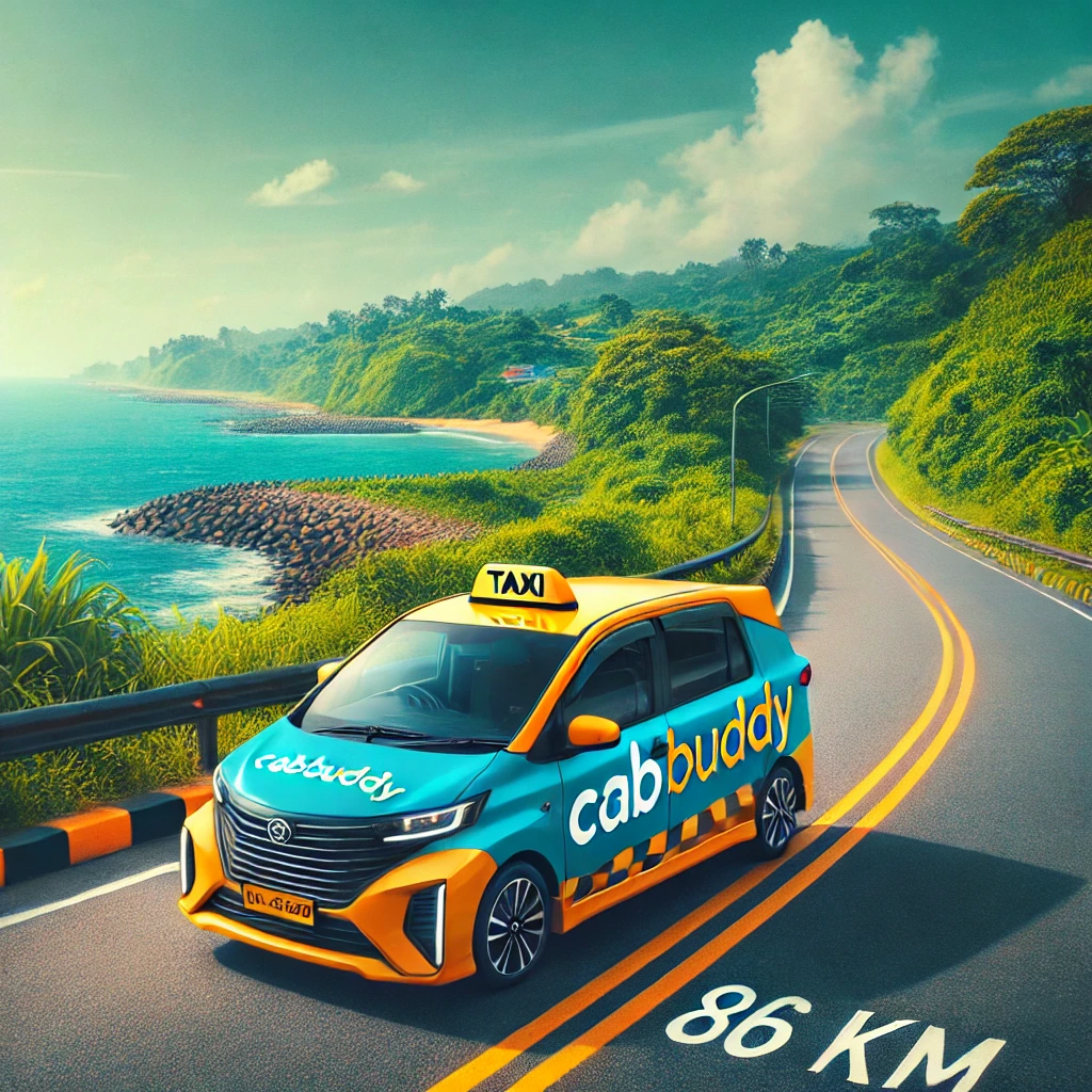 CabBuddy taxi cab on a scenic route from Bentota to Colombo