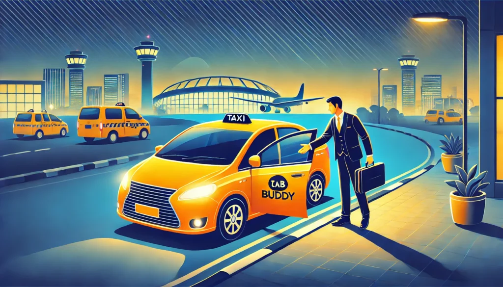 Taxi cab with driver assisting passenger at curb – efficient Kadawatha to Airport transfer by CabBuddy.lk.