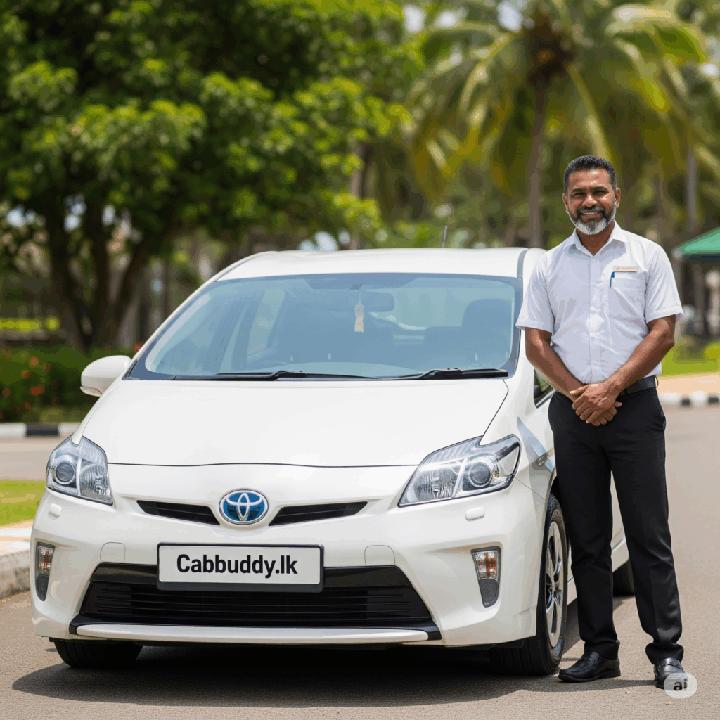 Professional Cabbuddy.lk driver with a clean vehicle, ready for your hassle-free Trincomalee to Airport transfer.