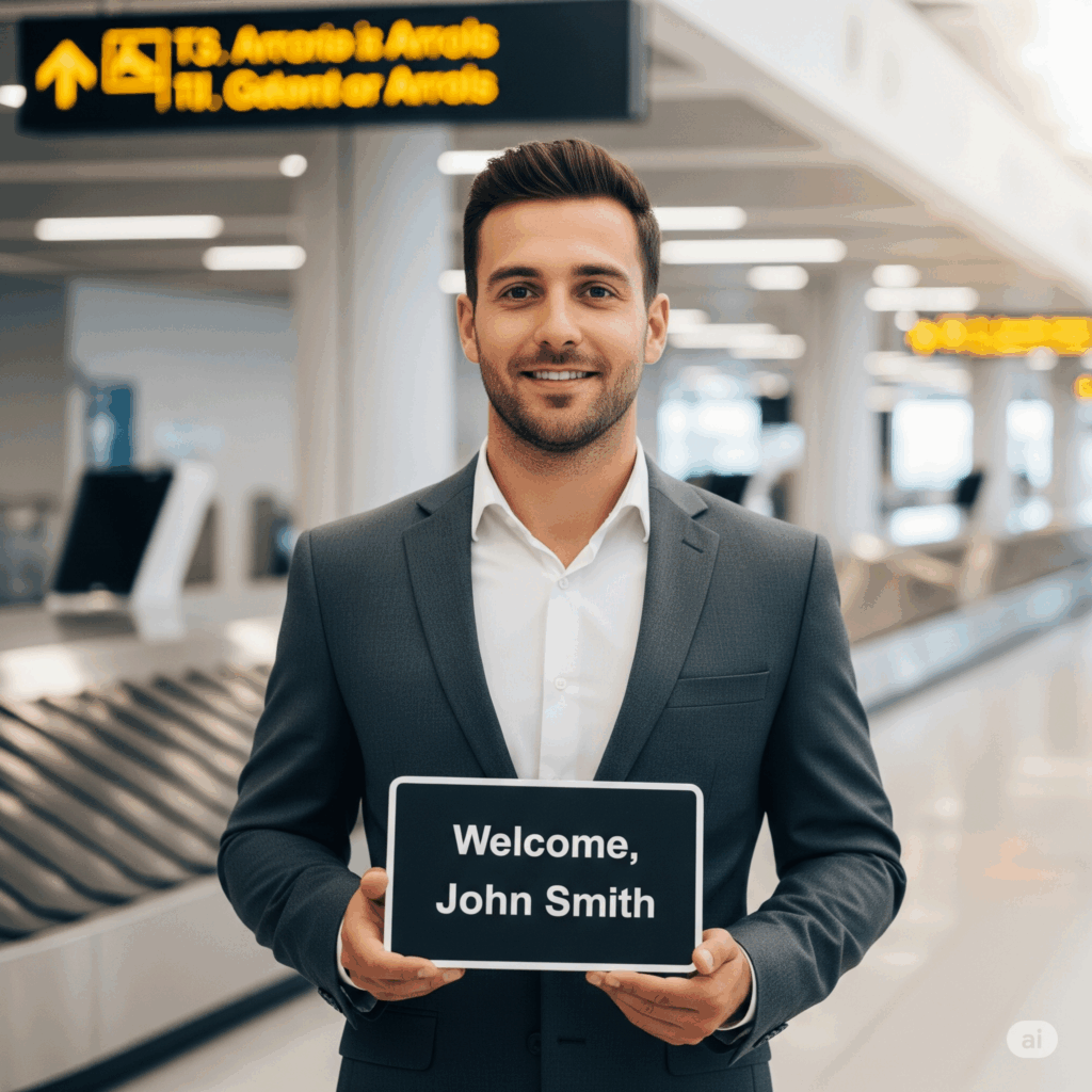 A professional Cabbuddy.lk driver warmly welcomes a traveler at the airport, ensuring a seamless and stress-free start to their Airport to Arugam Bay journey.