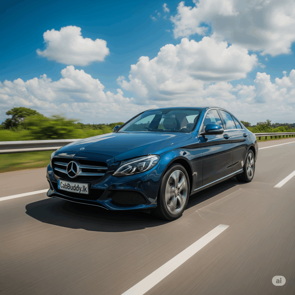 A sleek, comfortable car on a smooth highway, ready for your reliable Arugam Bay to Airport transfer with CabBuddy.lk.