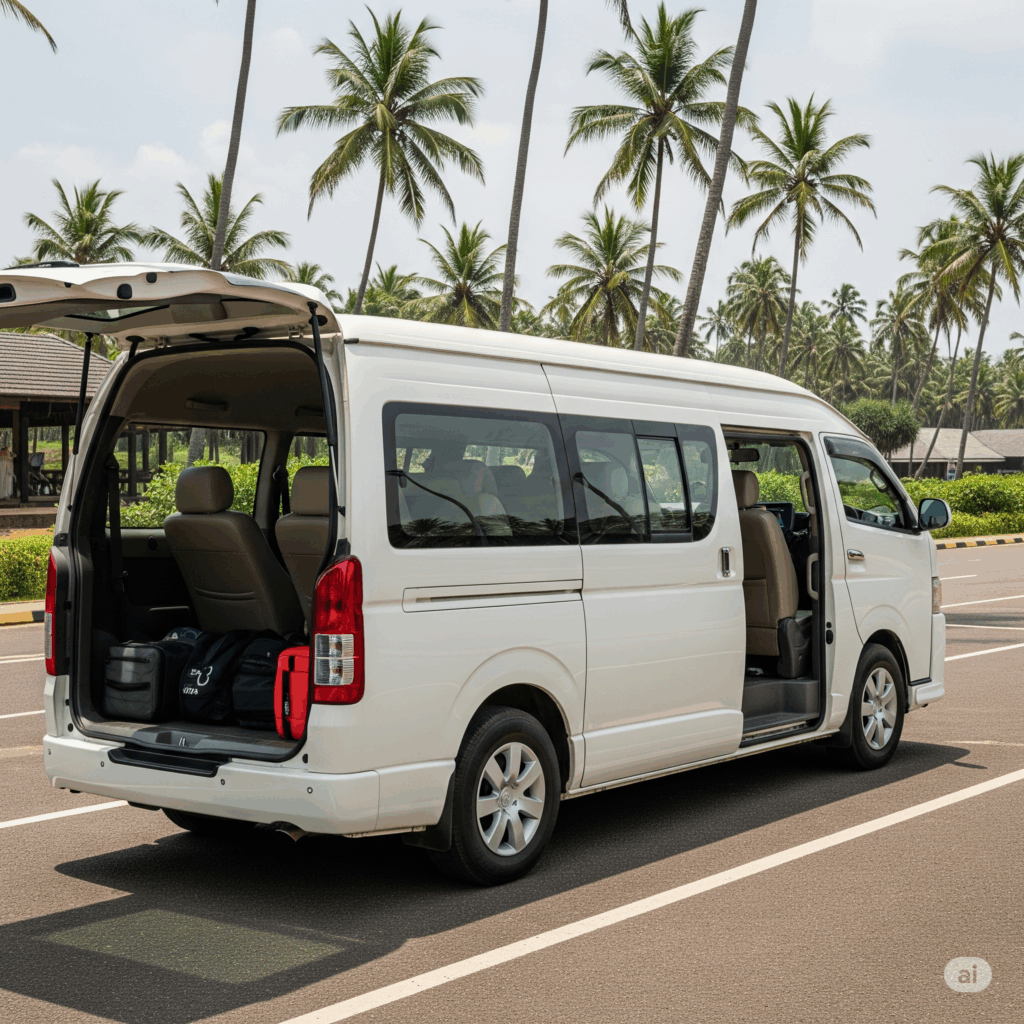 Spacious minivan for a comfortable Arugam Bay to Airport journey, perfect for families and surfers with extra luggage.
