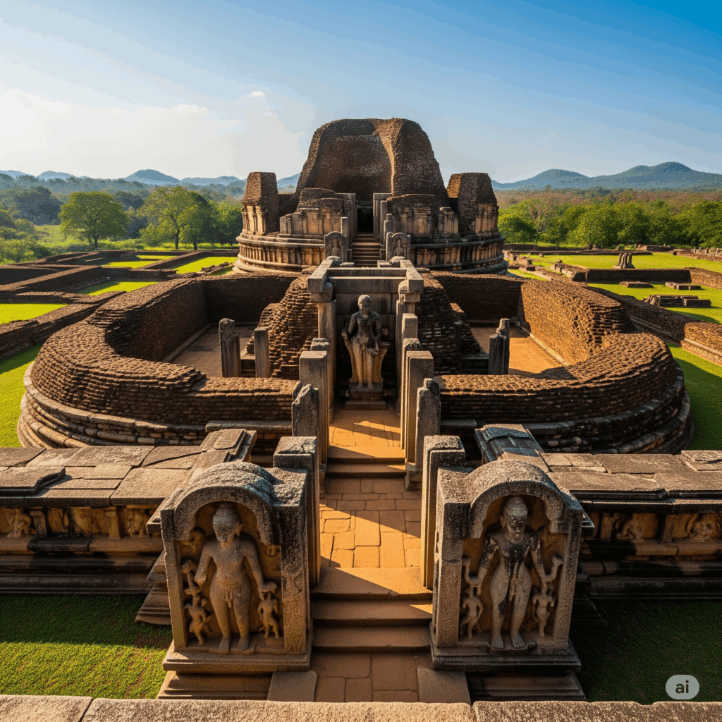 The ancient ruins of Polonnaruwa, a UNESCO World Heritage site, awaiting your exploration after a smooth Airport to Polonnaruwa transfer.