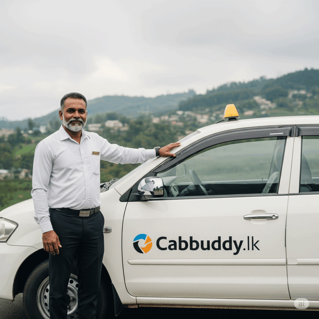 A professional Cabbuddy.lk driver ready to provide a reliable and safe Airport to Nuwara Eliya taxi service.
