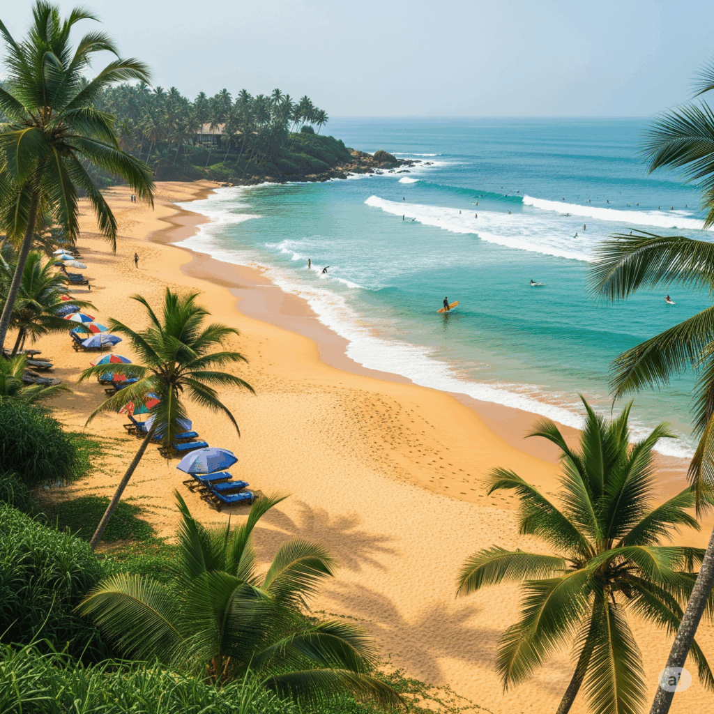 The stunning Hiriketiya Beach, a perfect reward after your comfortable Airport to Dickwella taxi journey.