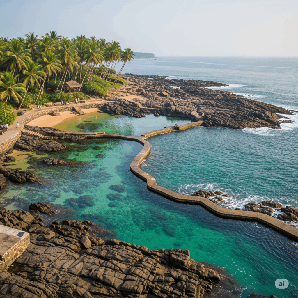 The beautiful rock pools of Thalpe, the tranquil destination after your Airport to Thalpe transfer.