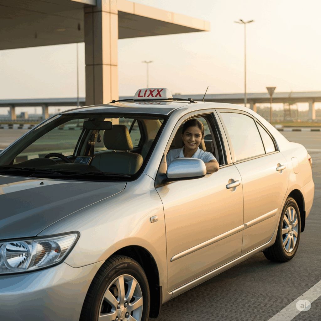 A pristine silver taxi car, ready for a comfortable and seamless Airport to Kalkudah journey, symbolizing reliable transportation.