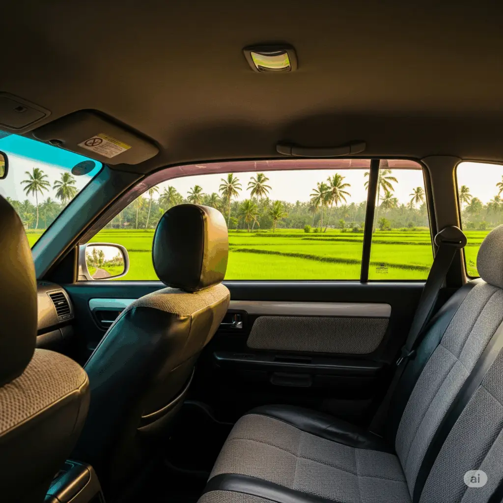 Comfortable taxi ready for your Negombo to Nilaveli journey through Sri Lanka's beautiful landscapes.