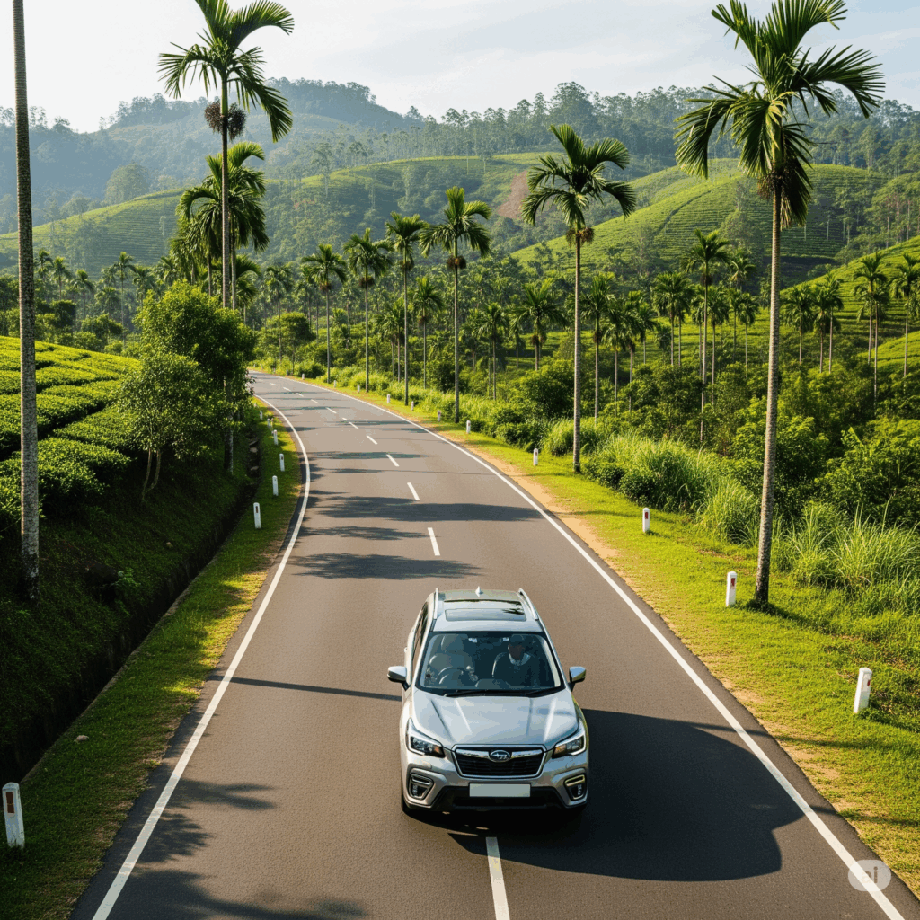 A comfortable private taxi ready for a smooth Negombo to Udawalawe journey through the scenic Sri Lankan countryside.
