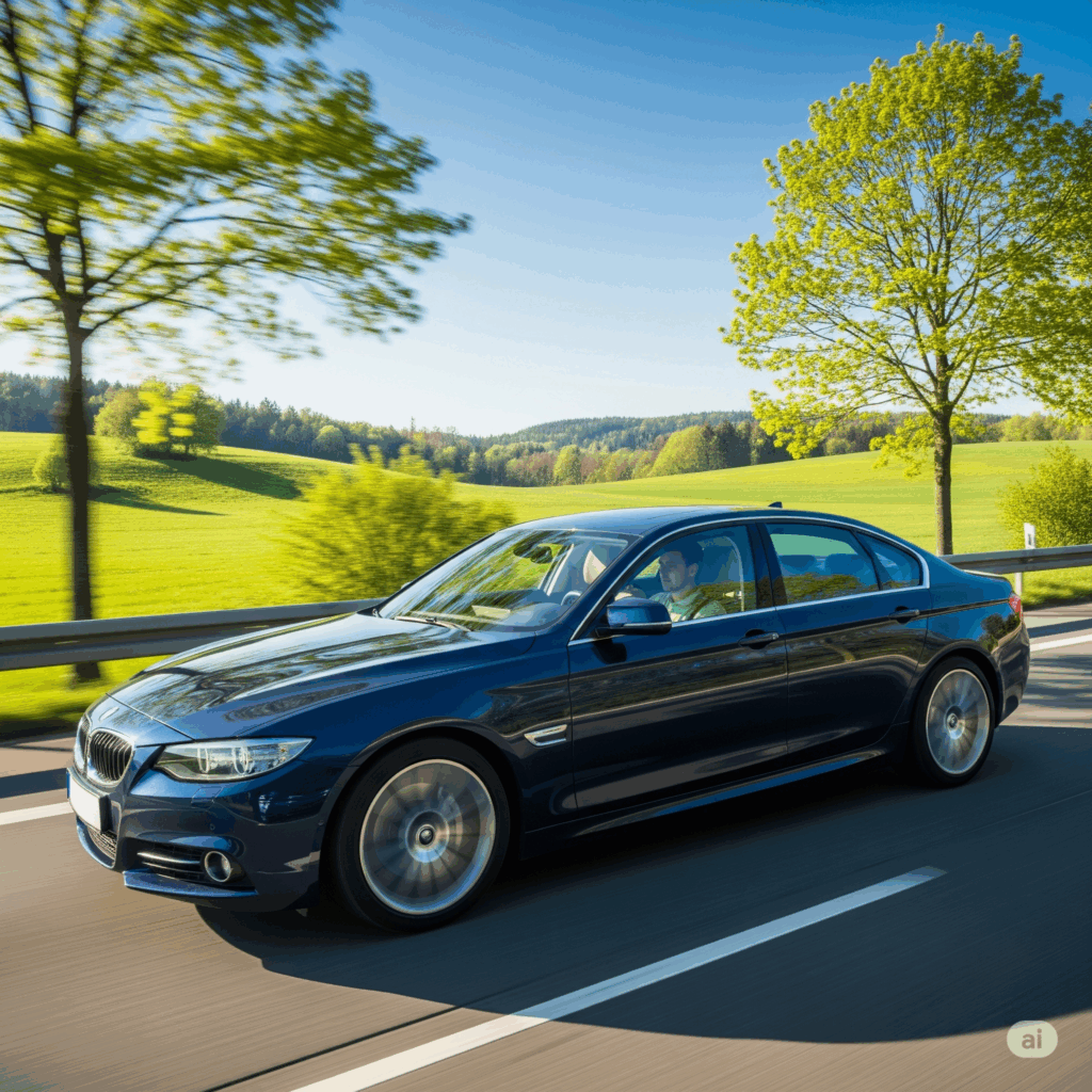 A modern car providing a comfortable taxi service for a smooth journey from Negombo to Matara on the Southern Expressway, surrounded by scenic green fields.
