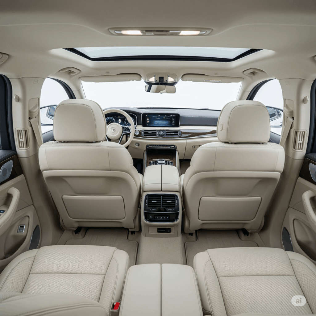 The spacious and comfortable interior of a private taxi, ensuring a relaxing and private transfer experience from Negombo to Galle.