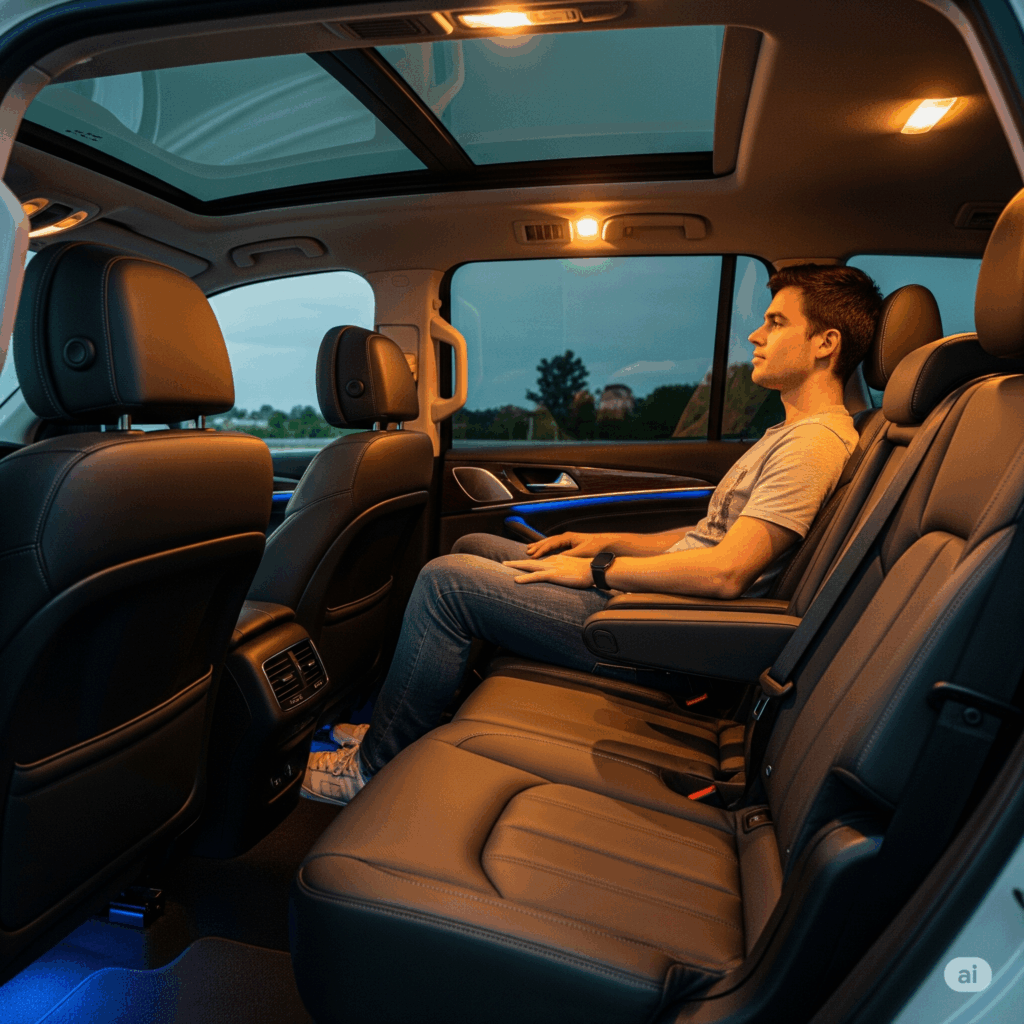 The spacious and comfortable interior of a private car, perfect for your relaxing Negombo to Beruwala journey.