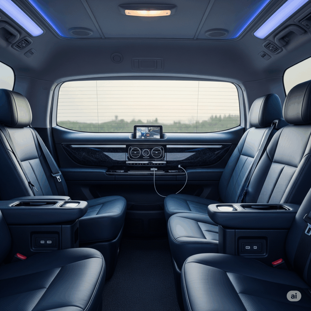 Interior of a comfortable taxi, highlighting the spacious and clean seating for a relaxing Colombo to Nilaveli journey.