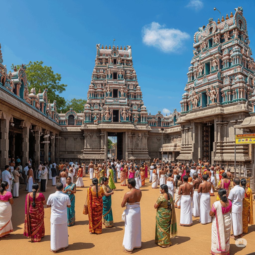 The majestic Nallur Kandaswamy Kovil in Jaffna, a cultural highlight awaiting travelers after their journey from Colombo to Jaffna.