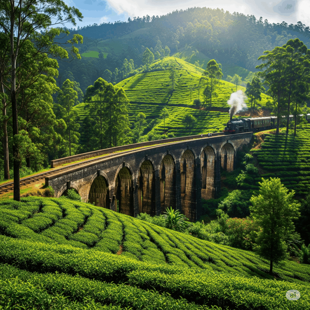 The stunning Nine Arch Bridge, a must-see landmark on your journey to Ella after a comfortable taxi ride from Colombo to Ella.