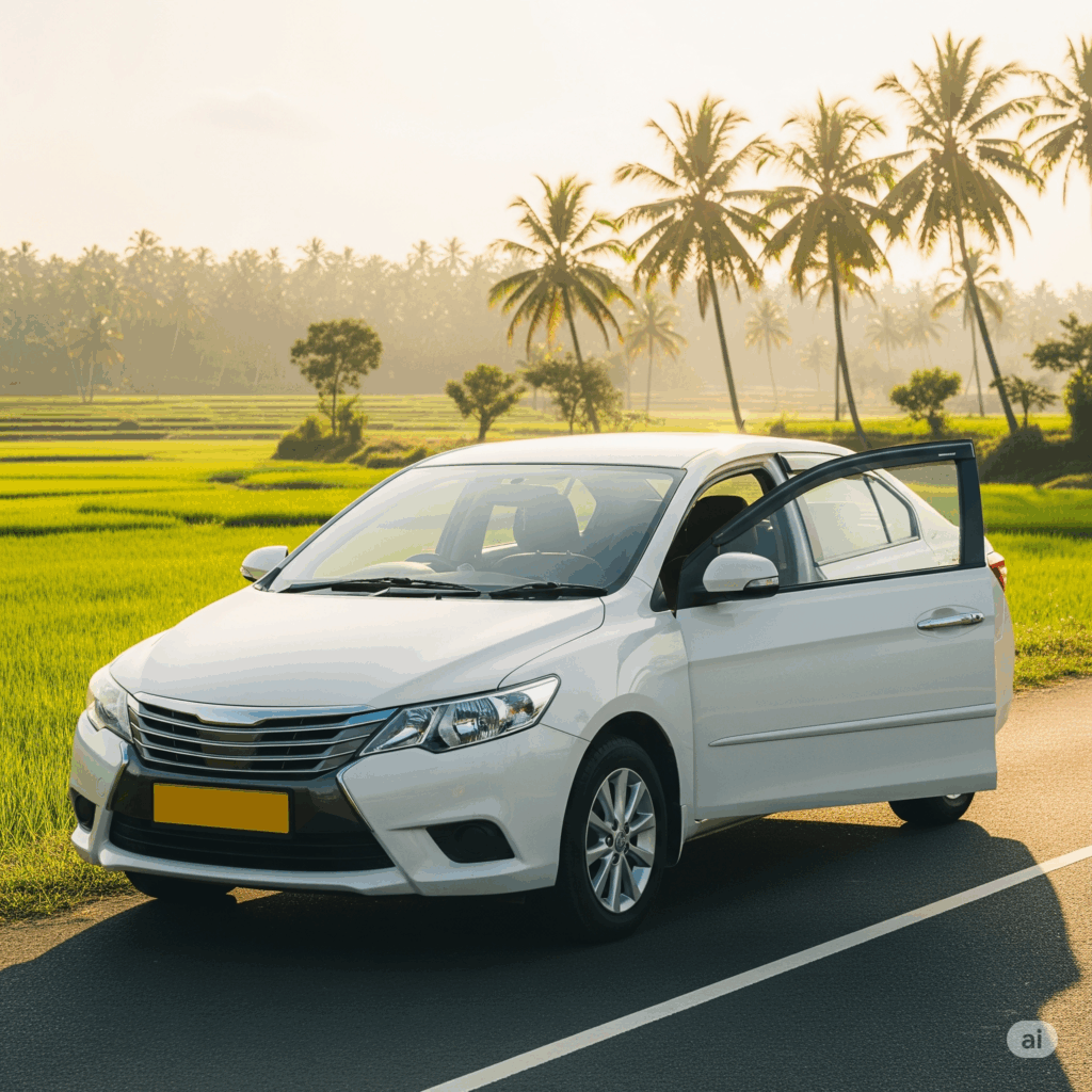 A comfortable and clean taxi ready for a seamless private transfer from Colombo to Thissamaharama.