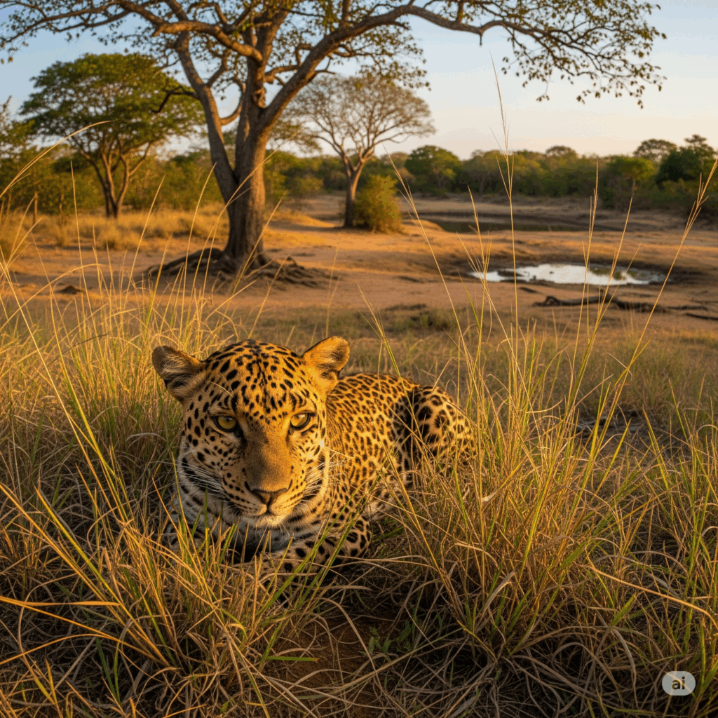 A magnificent leopard in Yala National Park, the ultimate destination reached by a comfortable taxi from Colombo to Thissamaharama.