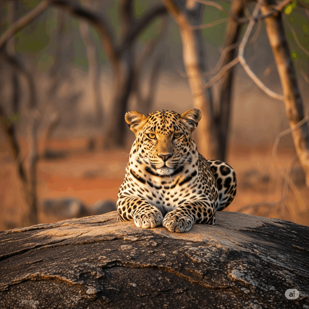 A magnificent leopard, the main attraction of Yala National Park, spotted during a safari adventure after a comfortable trip from Colombo to Yala.