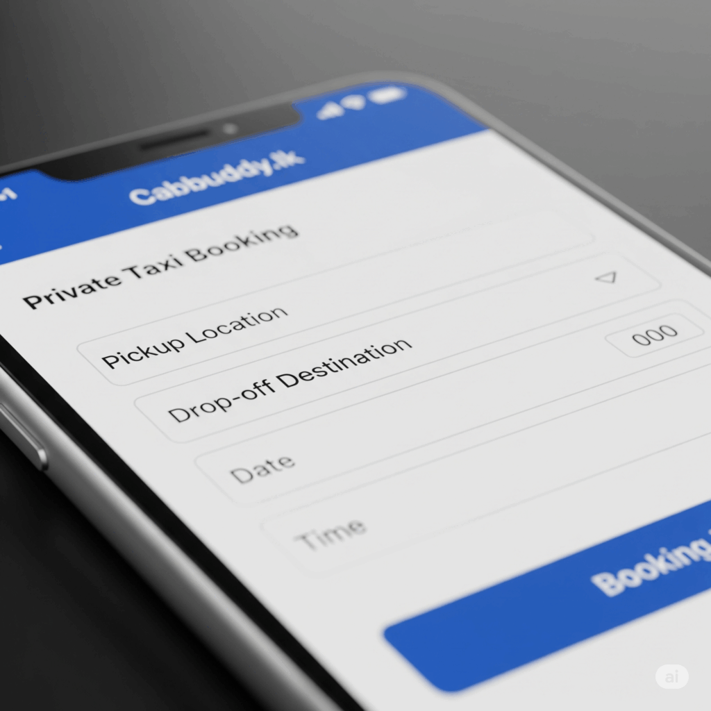 A smartphone showing Cabbuddy.lk's easy online booking process for a Colombo to Matara transfer.