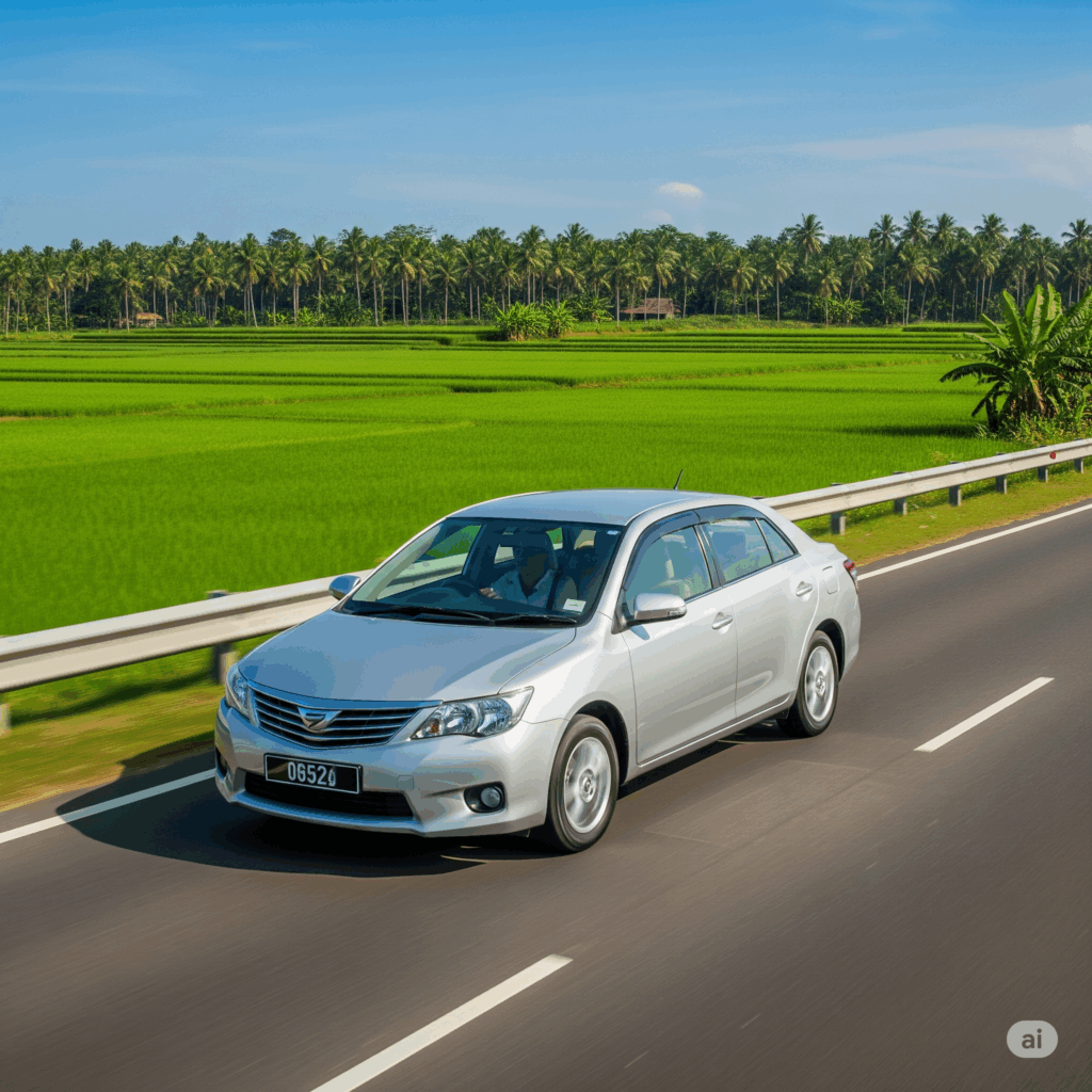 A modern car on the Southern Expressway, representing a comfortable and efficient Colombo to Matara taxi journey.